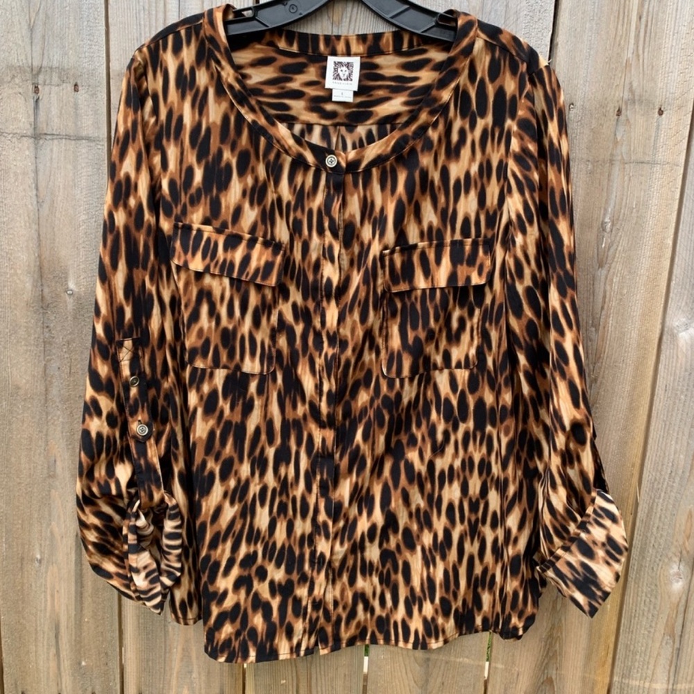 Leopard print button down